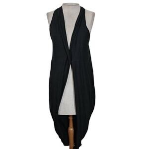 Black Hi Lo Sleeveless Cardigan Sweater Size Small